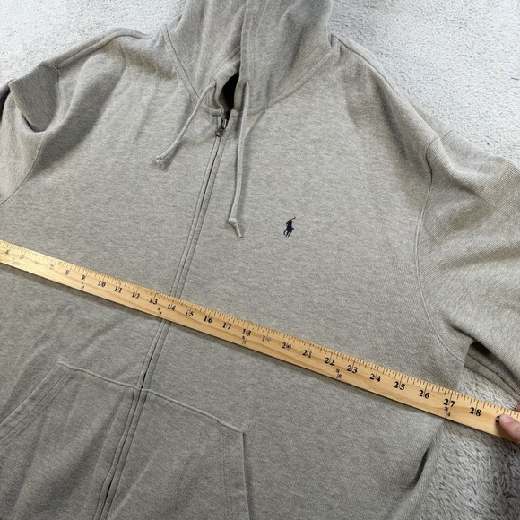 Polo Ralph Lauren Hoodie Mens 3XB Grey Full Zip Pony Y2K Sweatshirt Jacket - Picture 4 of 7
